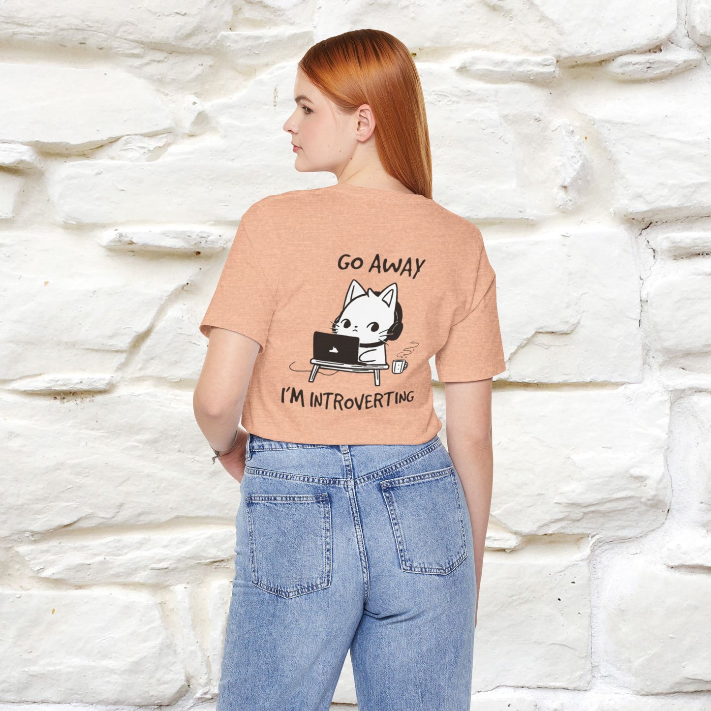 Go Away, I’m Introverting Cat T-Shirt | Unisex Front & Back Design | 100% Cotton*