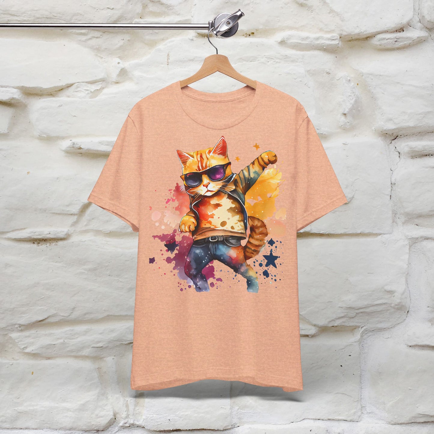 ''Cool Rainbow Cat'' T-shirt for Man 100% Cotton. - Nunu&Miao Studio