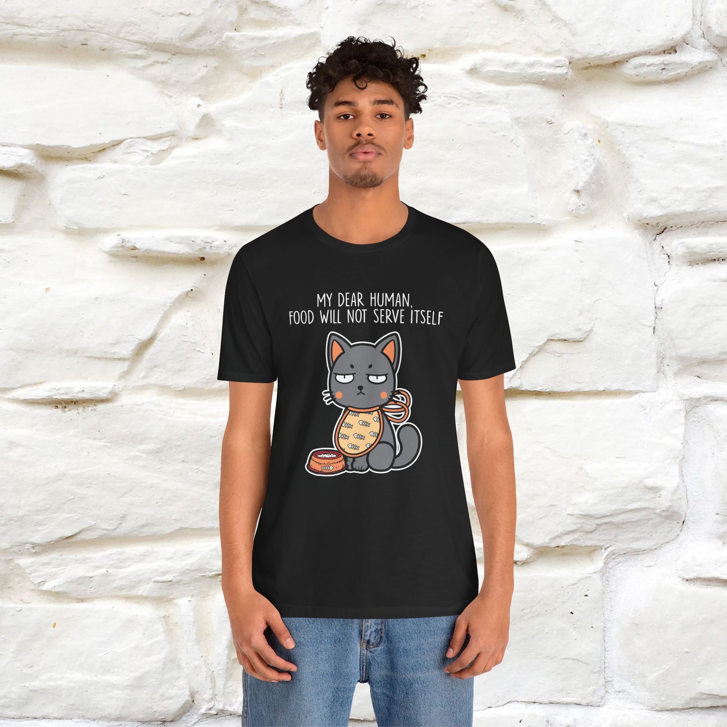 "Dear Human, Food Will Not Serve Itself" Funny Cat T-Shirt for Men & Women | 100% Cotton* 🐾