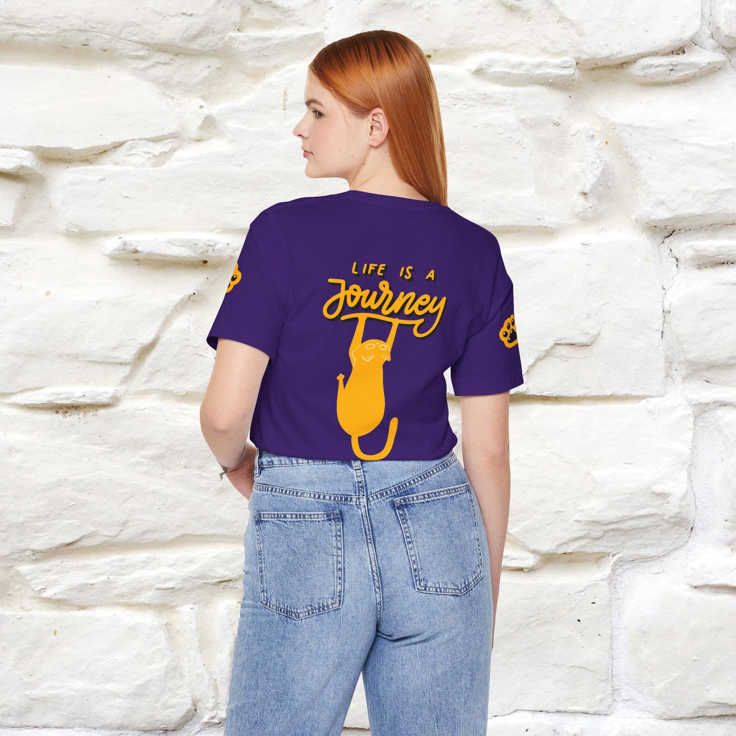 "Life Is A Journey'' Cat T-Shirt | Front & Back Design | Nunu&Miao Studio