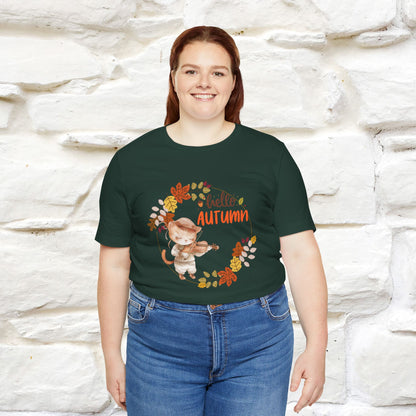 "Hello Autumn" Cat T-Shirt for Men & Women | 100% Cotton* | Cozy Fall Fashion - Nunu&Miao Studio