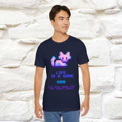 "Life Is A Game, I Am Just Here Fo The Cheat Code" Funny Cat T-Shirt for Men & Women | 100% Cotton* - Nunu&Miao Studio
