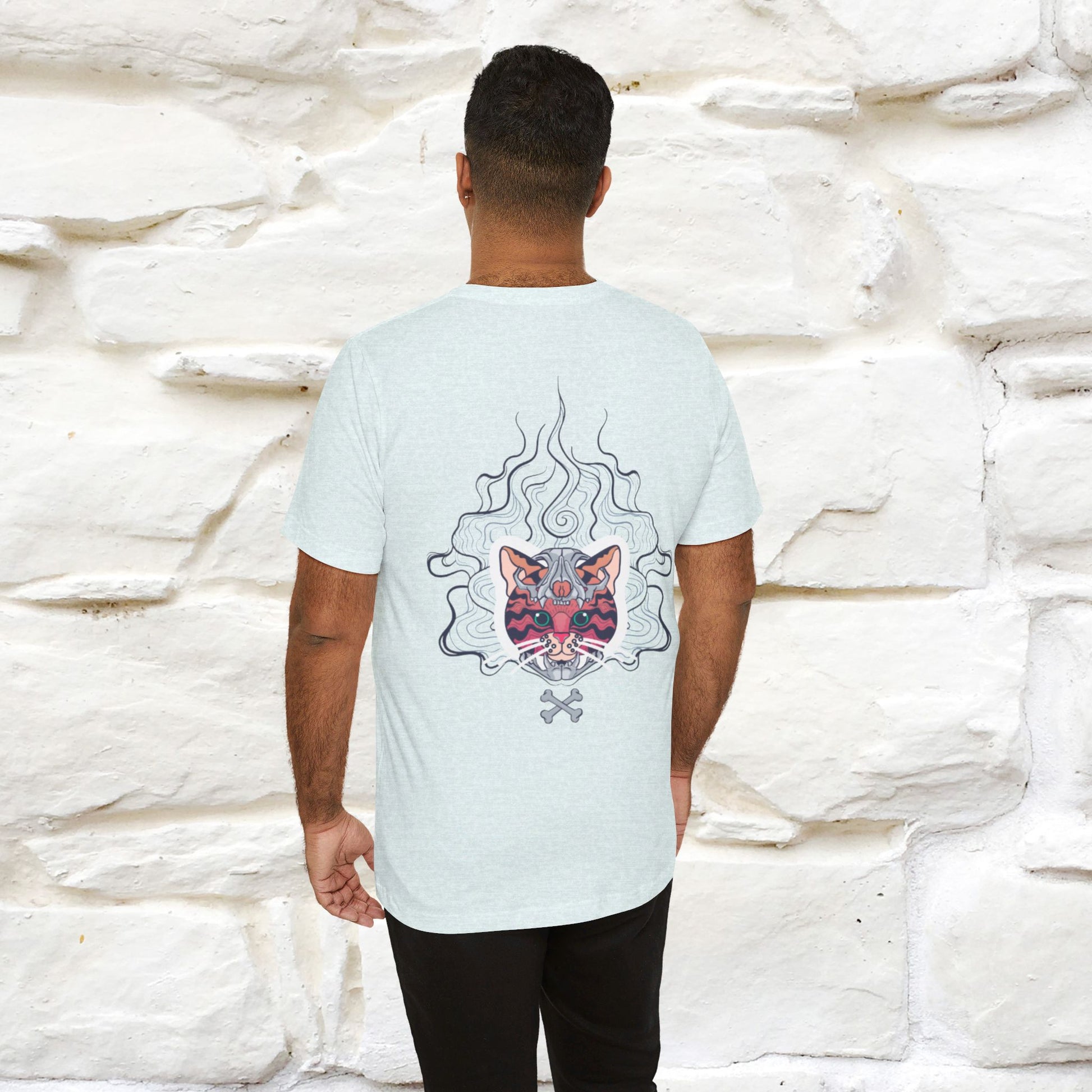 "Air Fire Cat" T-shirt for Men  Front and Back Design, 100% Cotton* - Nunu&Miao Studio