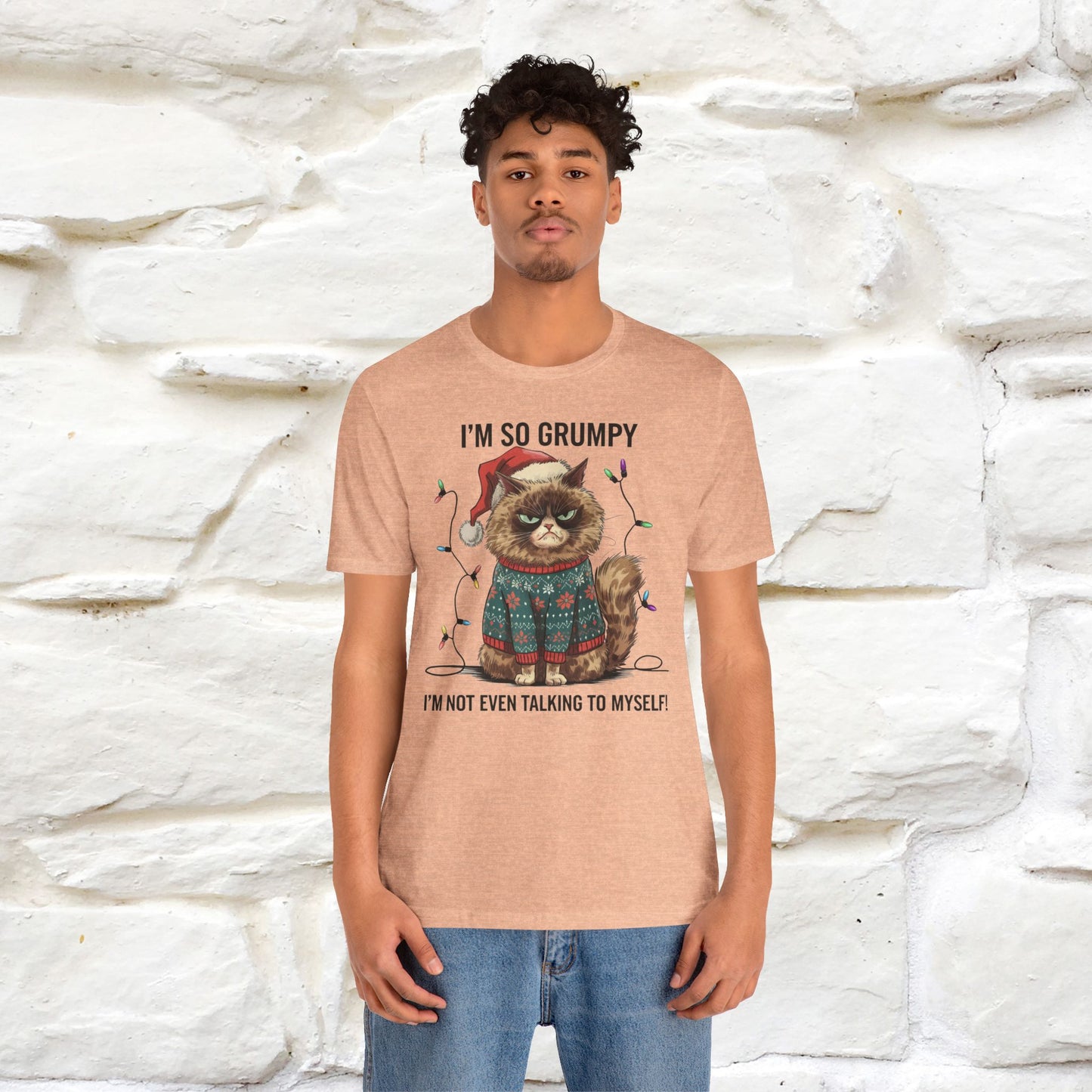 I'm So Grumpy, I'm Not Even Talking to Myself | Funny Cat Christmas Shirt for Men & Women | 100% Cotton