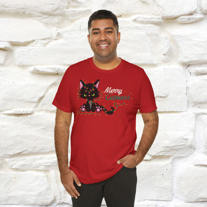 Merry Catmess Cat T-Shirt | Funny Christmas Cat Shirt for Men & Women | 100% Cotton