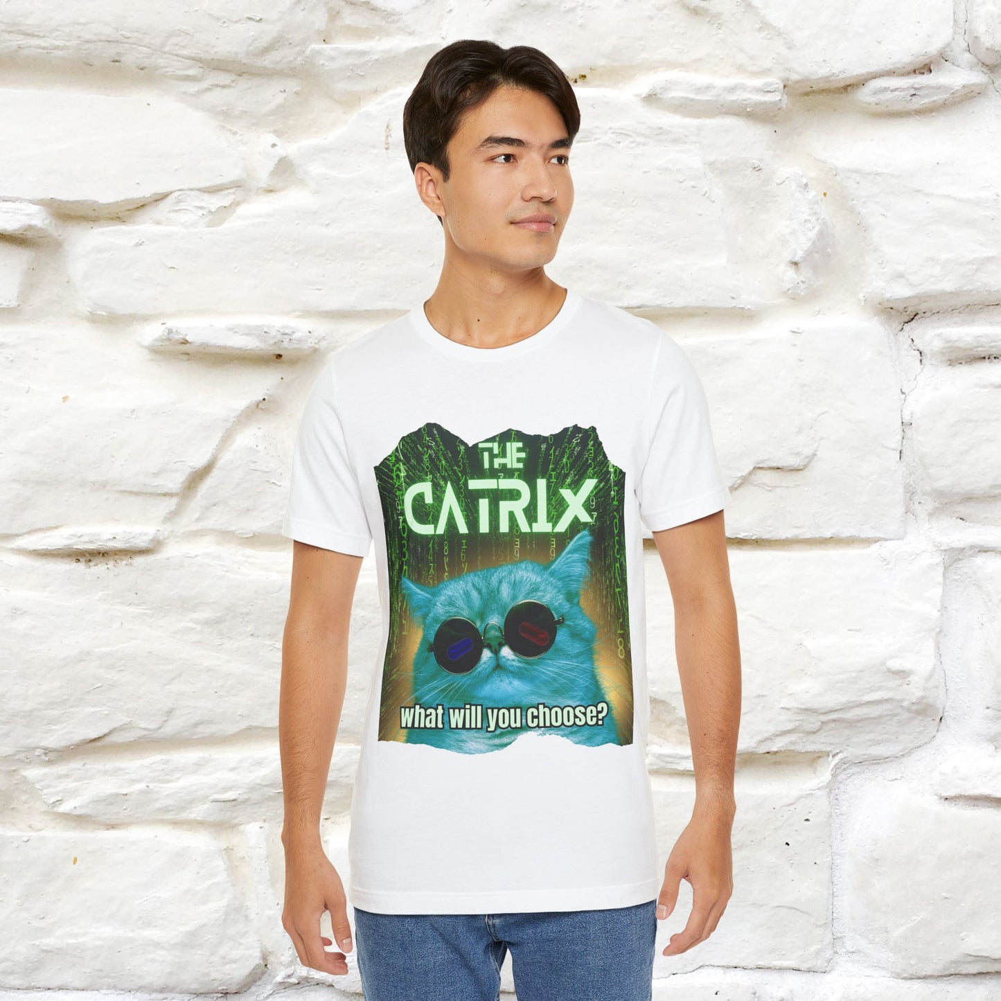 The Catrix: What Will You Choose? Cat T-Shirt for Men & Women | 100% Cotton* Matrix-Inspired Tee