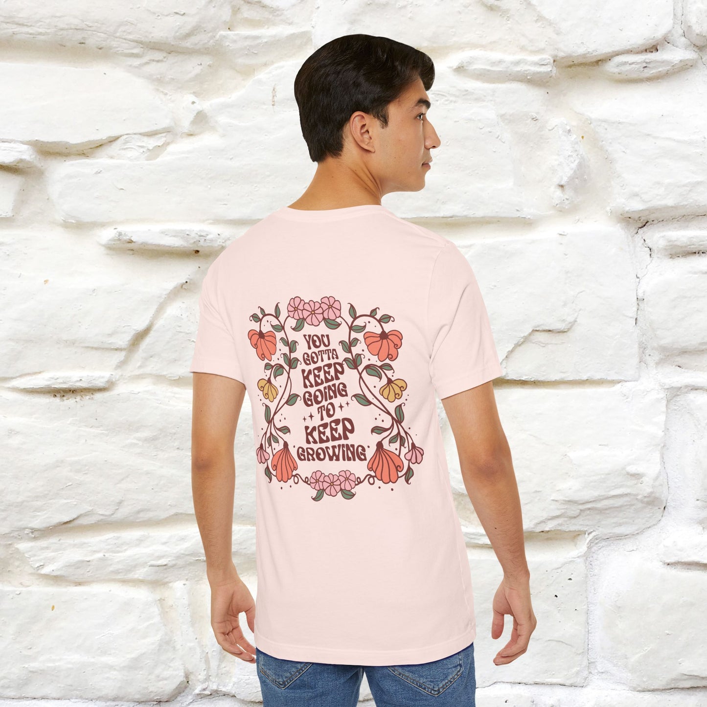 ''You Gotta Keep Going To Keep Growing" Cat T-Shirt| Front & Back Design | Nunu&Miao Studio - Nunu&Miao Studio