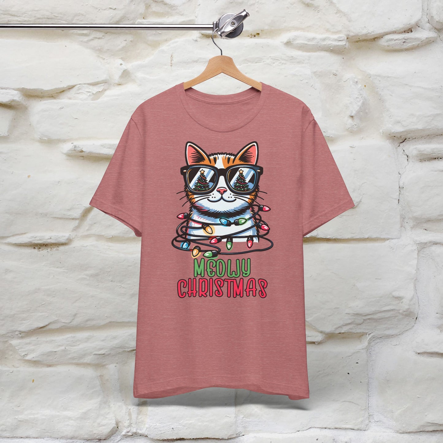 Meowy Christmas T-Shirt | Festive Cat Christmas Shirt for Men & Women | 100% Cotton