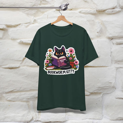 "Bookworm Kitty" Cat T-Shirt for Women | 100% Cotton* | Book Lover Tee