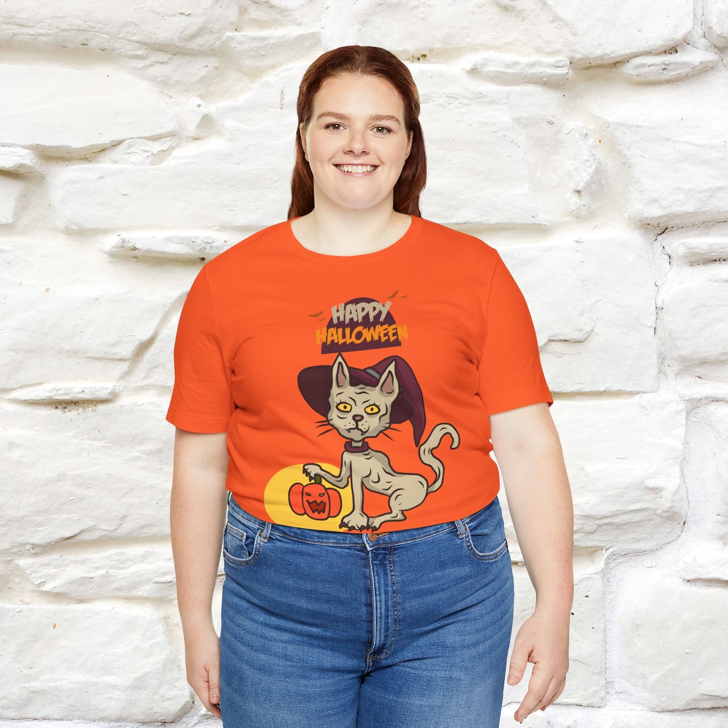 ''Happy Halloween Cat Witch '' Unisex T-shirt 100% Cotton*