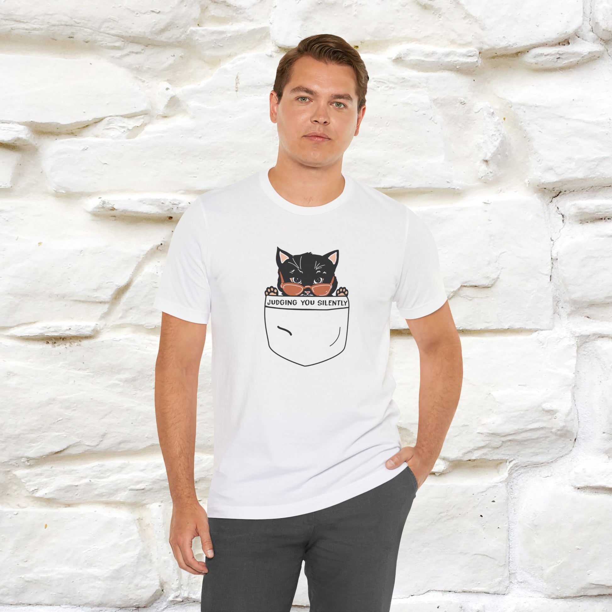 ''Judging You Silently'' | Cat T-Shirt for Men | Nunu&Miao Studio - Nunu&Miao Studio