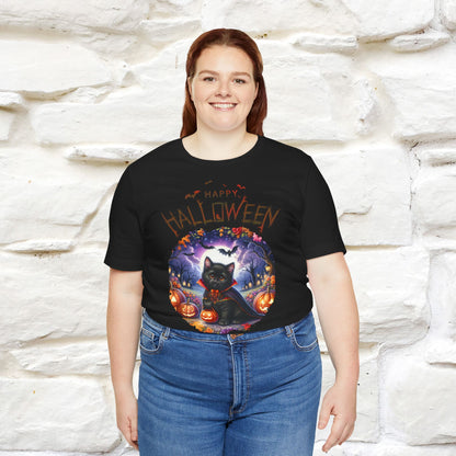 ''🎃Happy Halloween Pumking Black Cat'' Unisex T-shirt 100% Cotton*