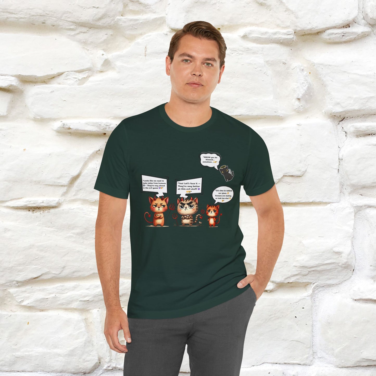"Humans Are Way Ahead In The Evil Game! 😈😼" Cat  T-shirt |Nunu&Miao Studio
