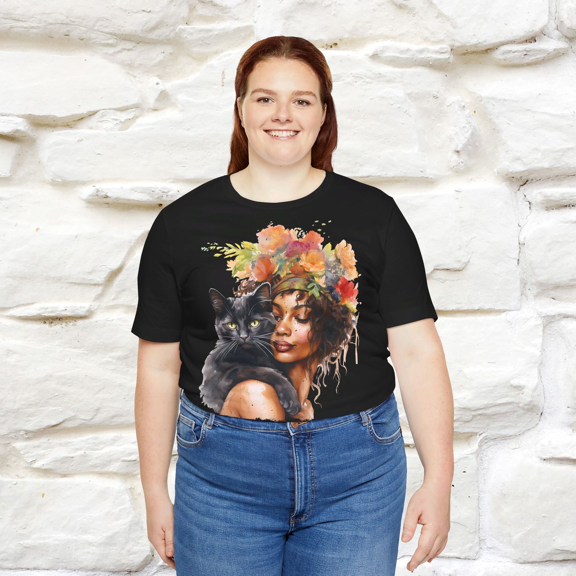 ''The Black Cat And The Lady'' T-shirt for Women 100% Cotton* - Nunu&Miao Studio