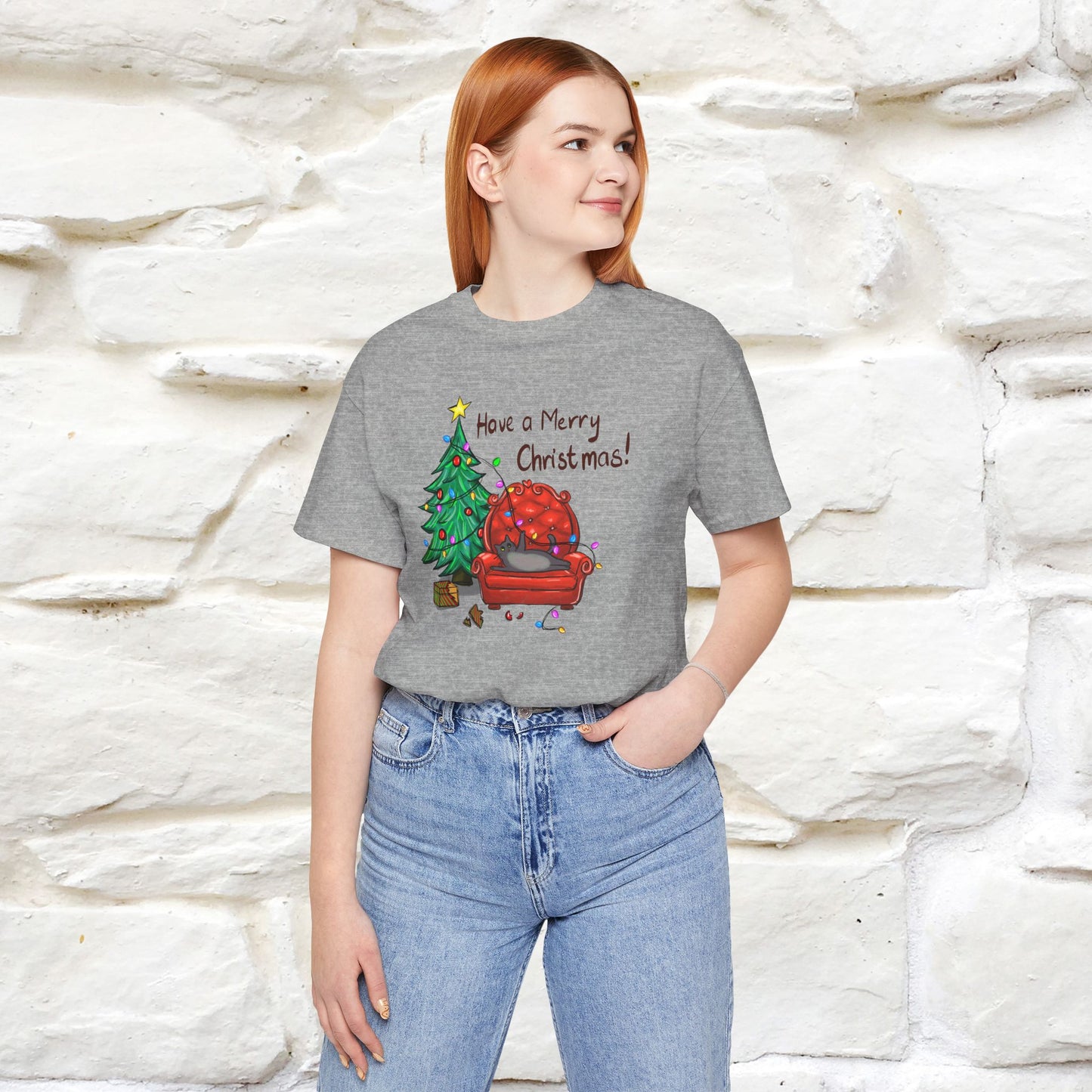 Have a Merry Christmas | Festive Cat Christmas Shirt for Men & Women | 100% Cotton