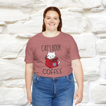 "Cat's Book Coffee" Cat T-Shirt for Men & Women | 100% Cotton* | Cozy Vibes for Book & Cat Lovers