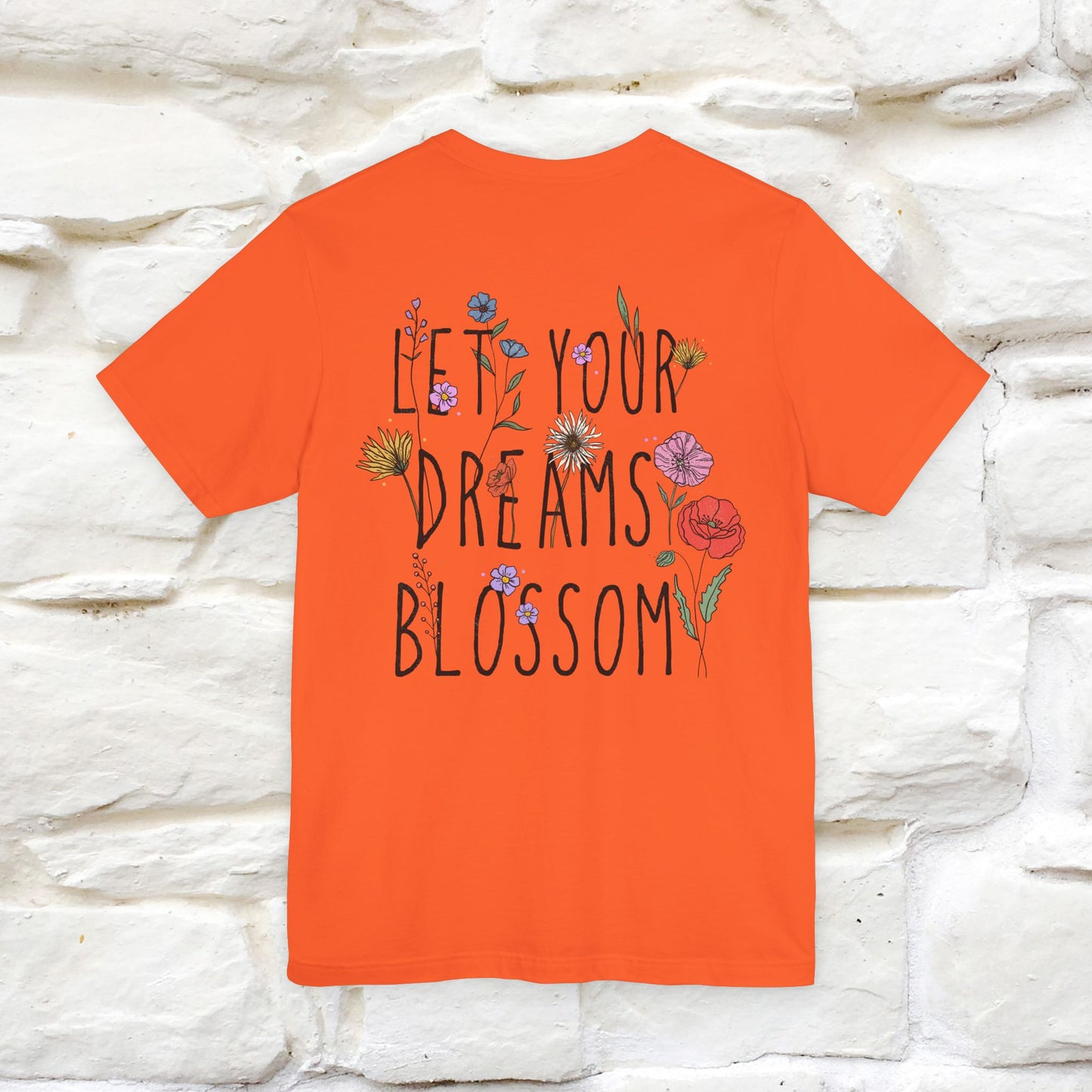 "Let Your Dreams Blossom'' Cat T-Shirt Front and Back Design | Nunu&Miao Studio