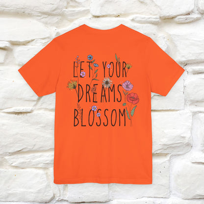 "Let Your Dreams Blossom'' Cat T-Shirt Front and Back Design | Nunu&Miao Studio