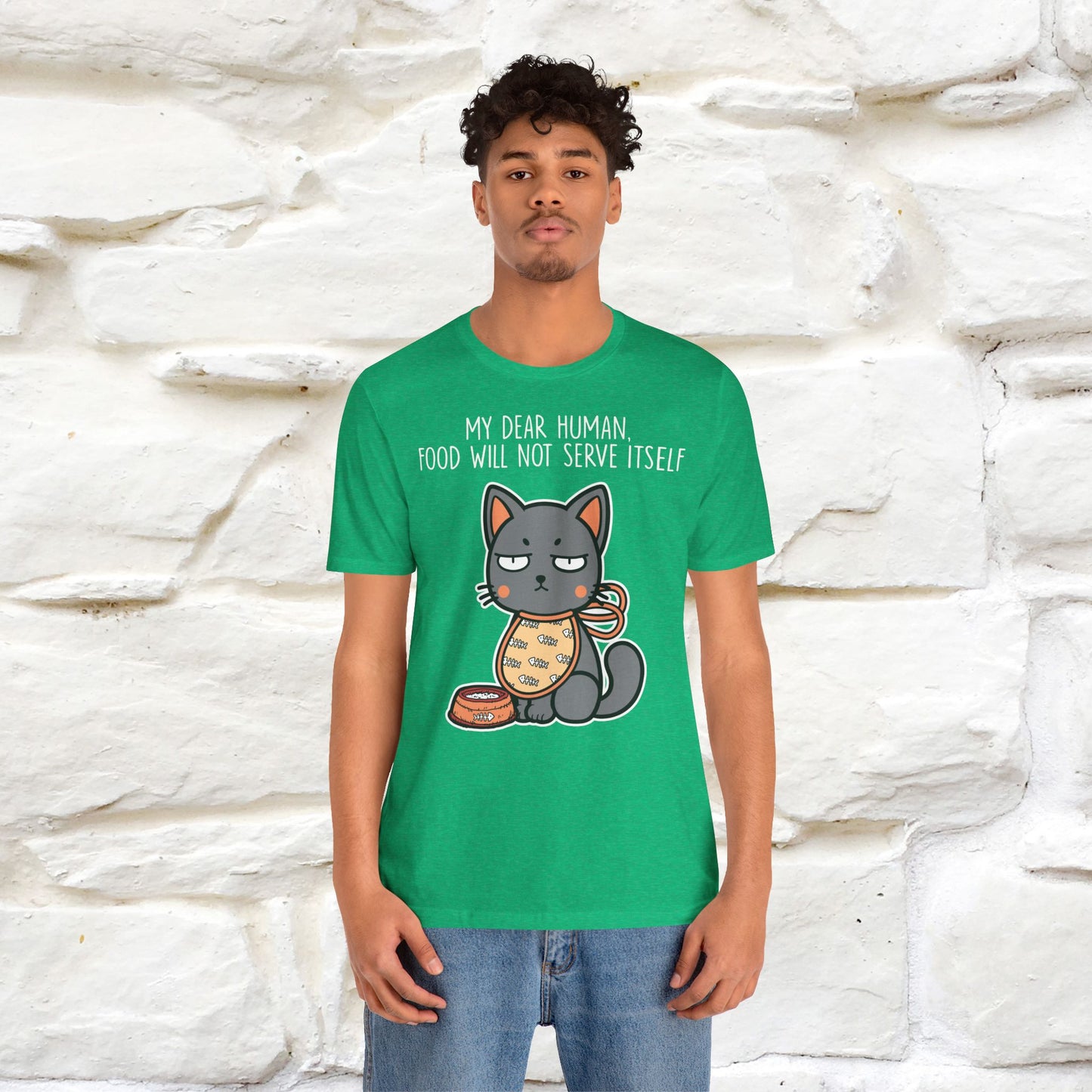 "Dear Human, Food Will Not Serve Itself" Funny Cat T-Shirt for Men & Women | 100% Cotton* 🐾