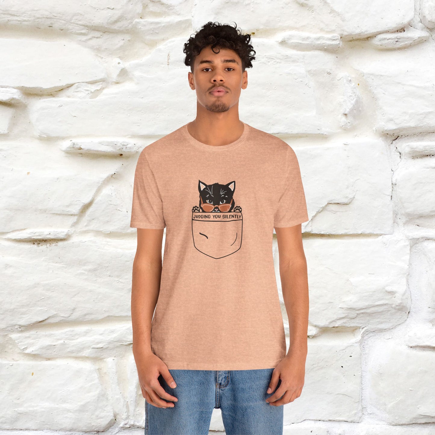 Judging You Silently Cat T-Shirt for Men | 100% Cotton* Funny & Sassy Tee