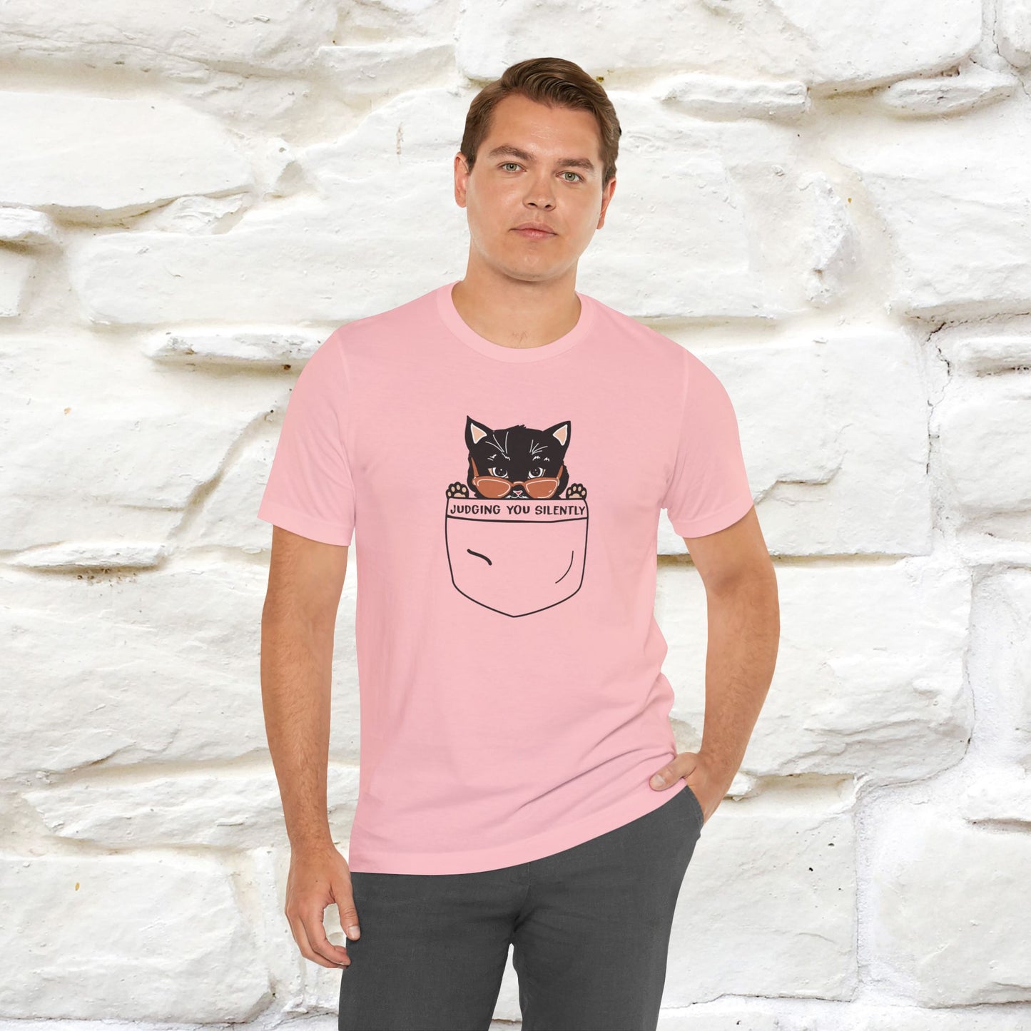 ''Judging You Silently'' | Cat T-Shirt for Men | Nunu&Miao Studio - Nunu&Miao Studio