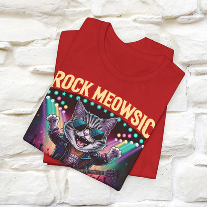 Rock Meowsic Catitude On Stage T-Shirt | Rocker Cat Tee for Men & Women | 100% Cotton*