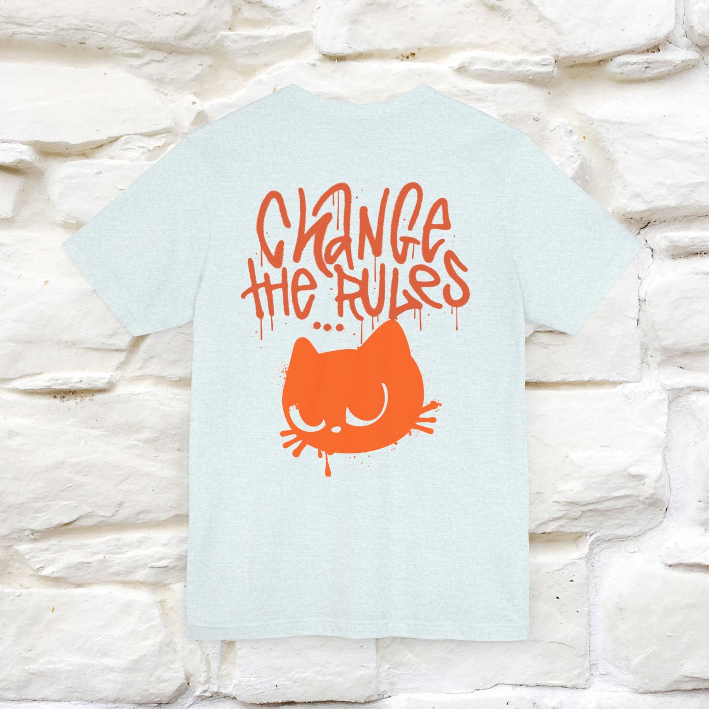 ''Change The Rules''  Cat T-shirt for Men Front And Back Design 100% Cotton*