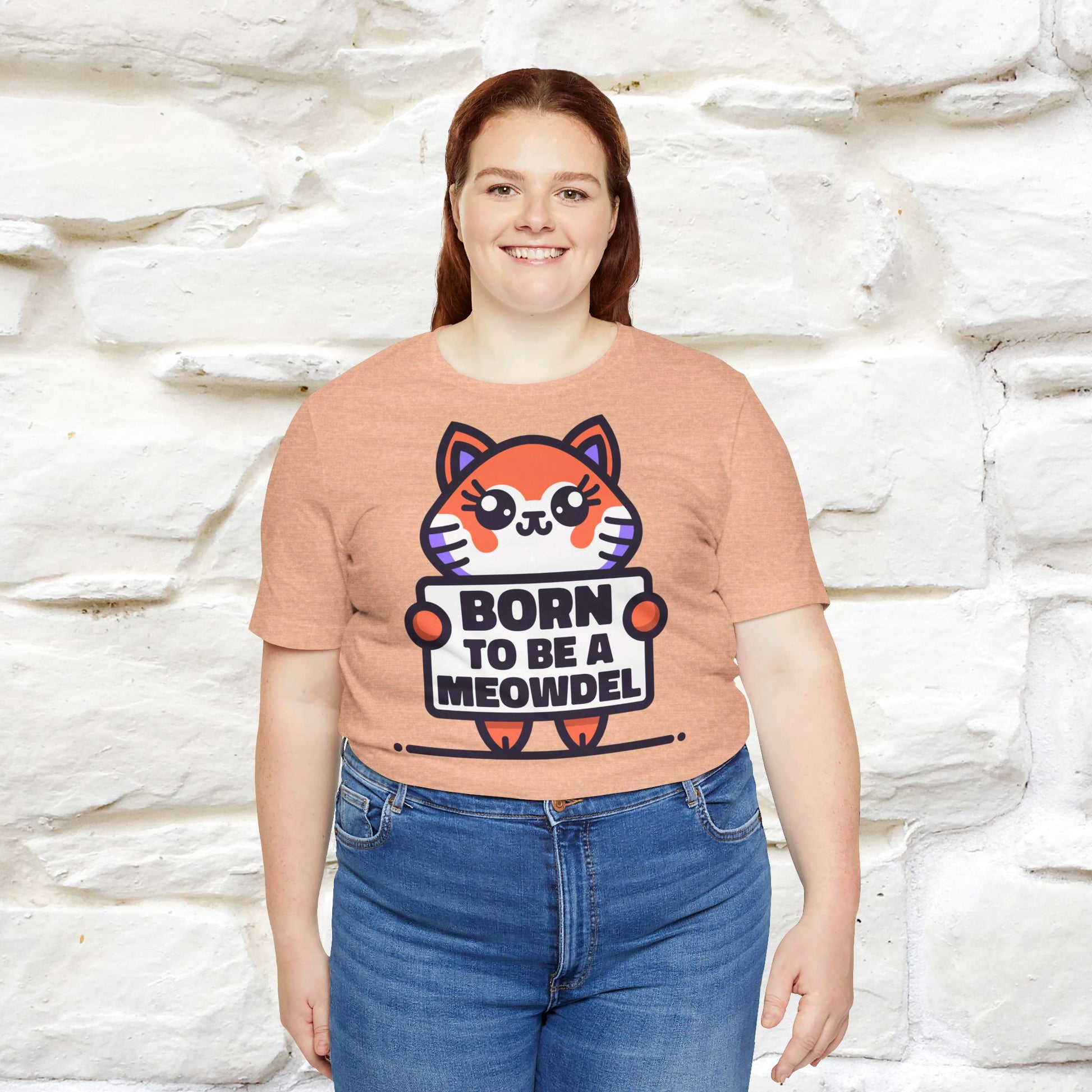 ''Born To Be A Meowdel''  Cat T-shirt for Women 100% Cotton* - Nunu&Miao Studio