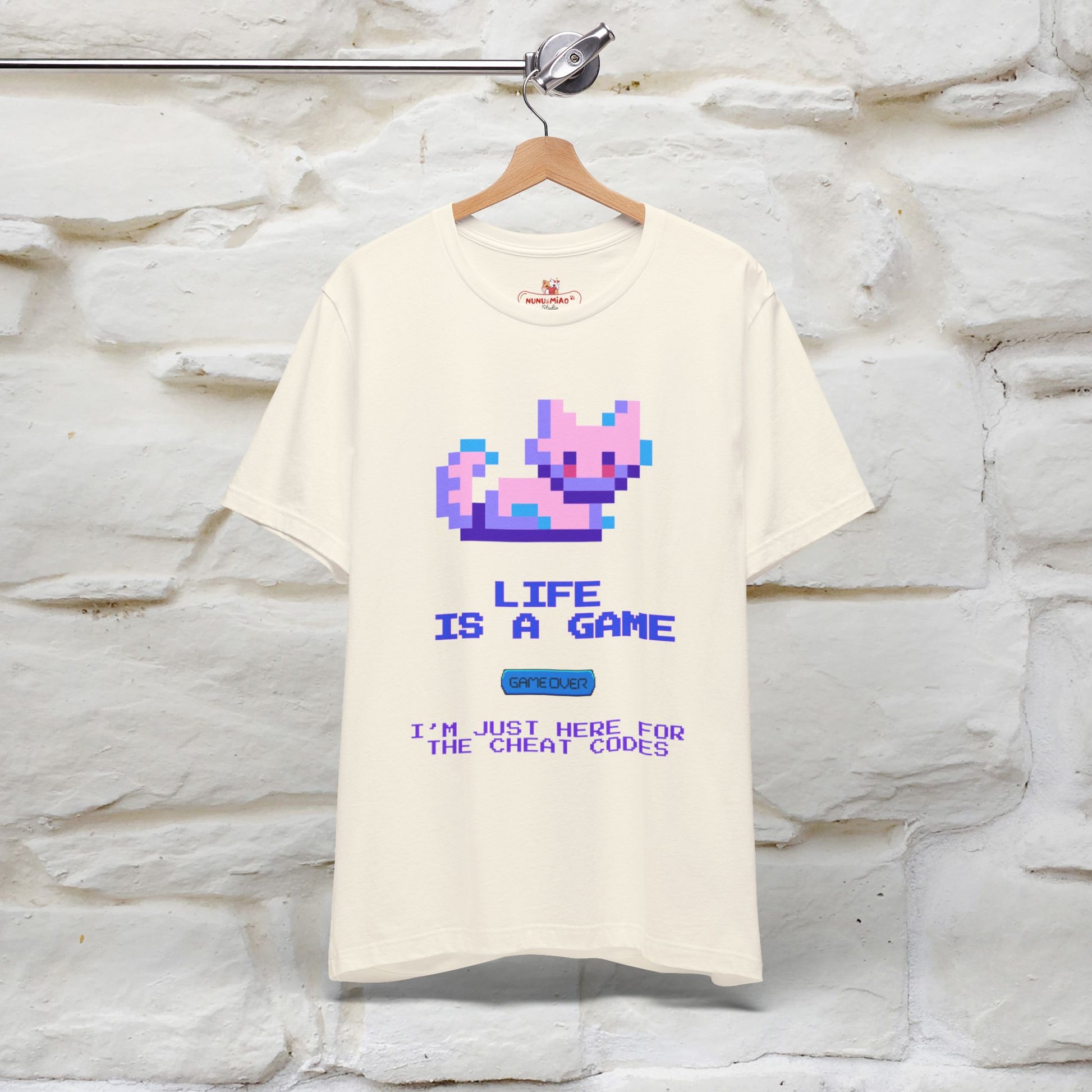 "Life Is A Game, I Am Just Here Fo The Cheat Code" Funny Cat T-Shirt for Men & Women | 100% Cotton* - Nunu&Miao Studio