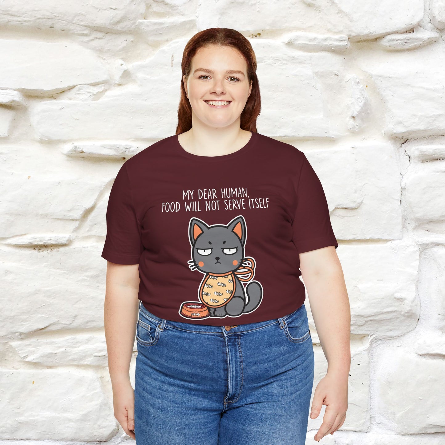 "Dear Human, Food Will Not Serve Itself" Funny Cat T-Shirt for Men & Women | 100% Cotton* 🐾