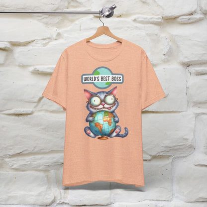 "World's Best Boss" Cat T-shirt for Men & Women | 100% Cotton 🐾 | Funny Cat Lover Tee