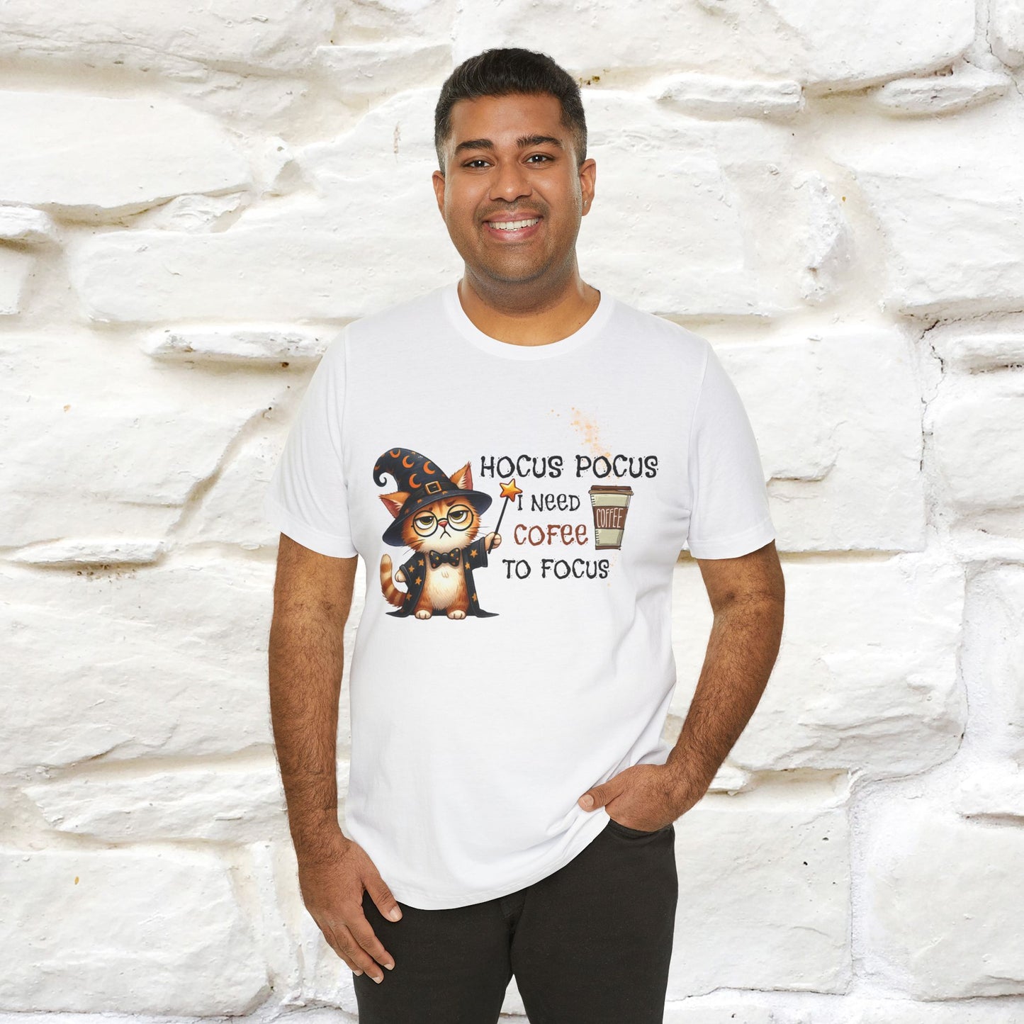 ''Hocus Pocus I Need Coffe To Focus'' Funny Cat Shirt | Nunu&Miao Studio