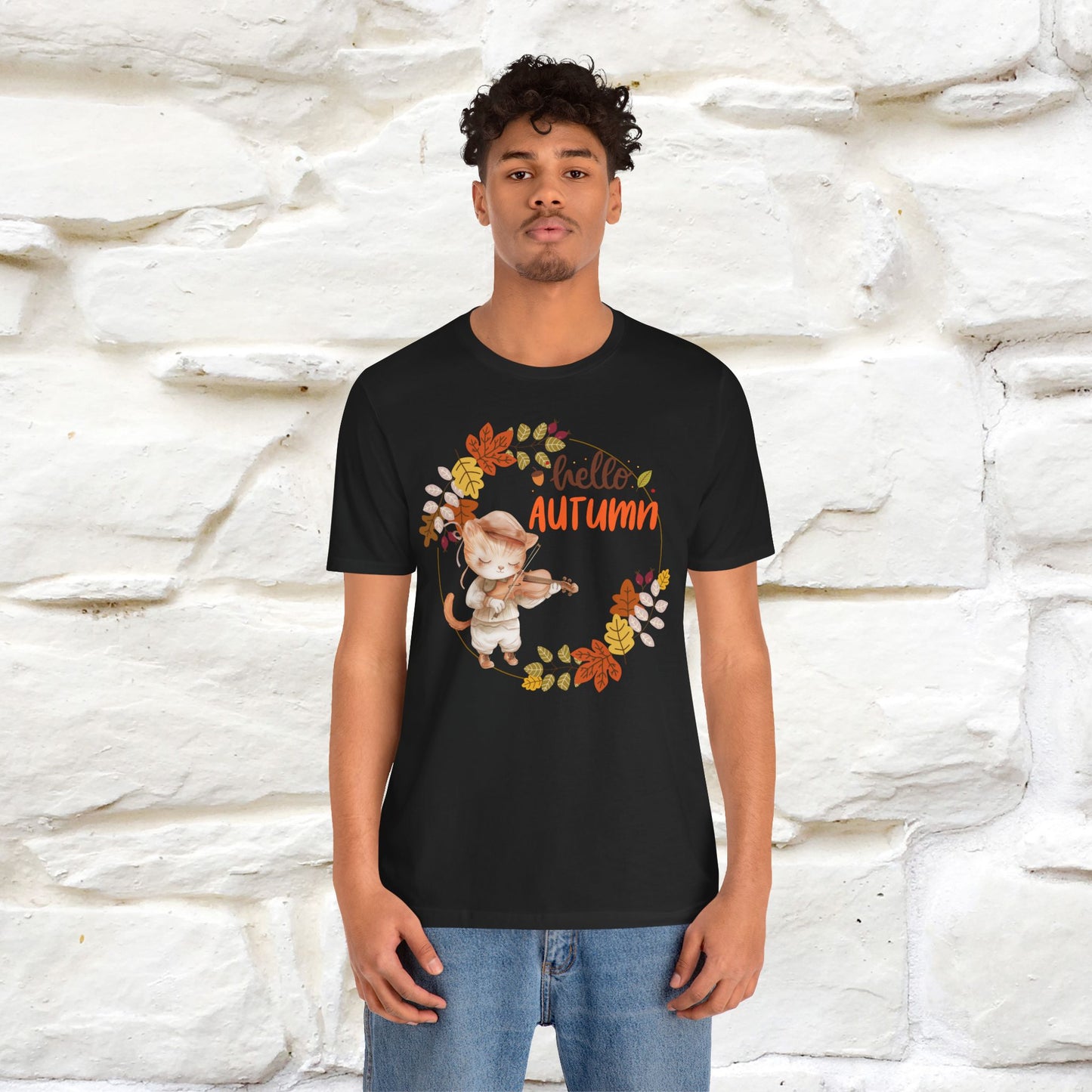 "Hello Autumn" Cat T-Shirt for Men & Women | 100% Cotton | Cozy Fall Fashion