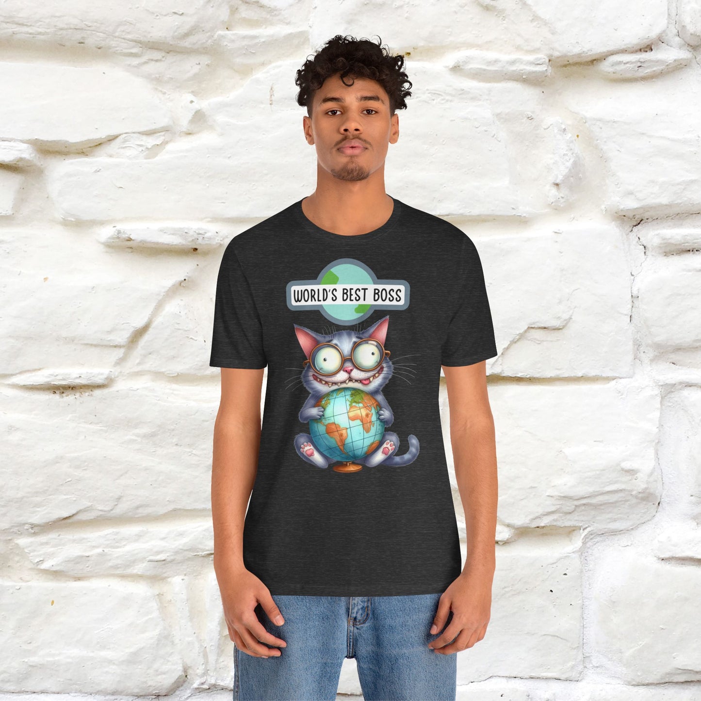 "World's Best Boss" Cat T-shirt for Men & Women | 100% Cotton 🐾 | Funny Cat Lover Tee