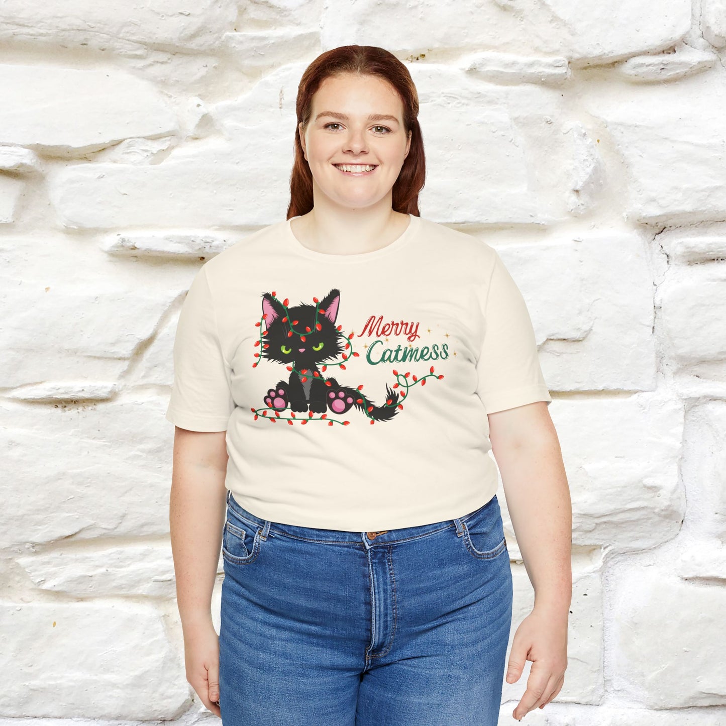 Merry Catmess Cat T-Shirt | Funny Christmas Cat Shirt for Men & Women | 100% Cotton