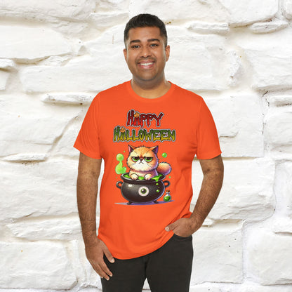 ''Angry Cat Happy Halloween'' Unisex T-shirt  100% Cotton*