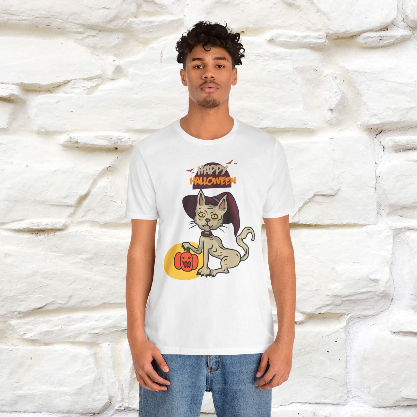 ''Happy Halloween Cat Witch '' Unisex T-shirt 100% Cotton*