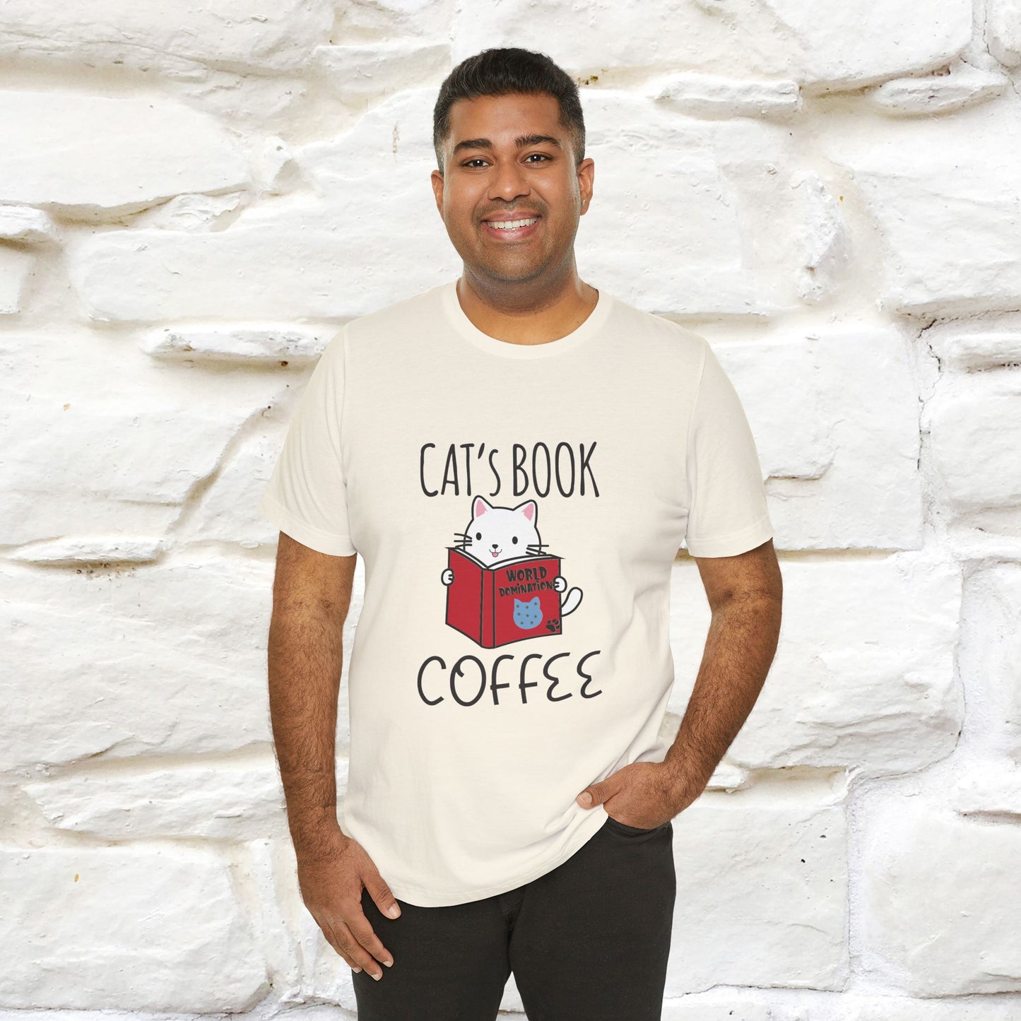 "Cat's Book Coffee" Cat T-Shirt for Men & Women | 100% Cotton* | Cozy Vibes for Book & Cat Lovers