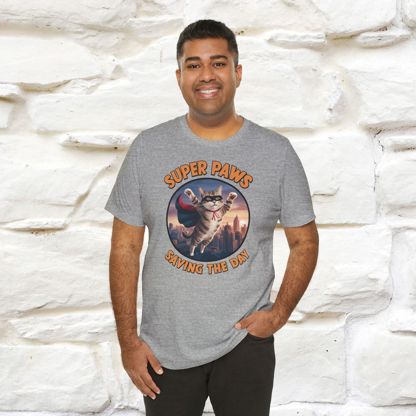 "Super Paws Saving The Day" Cat T-Shirt for Men & Women | 100% Cotton*