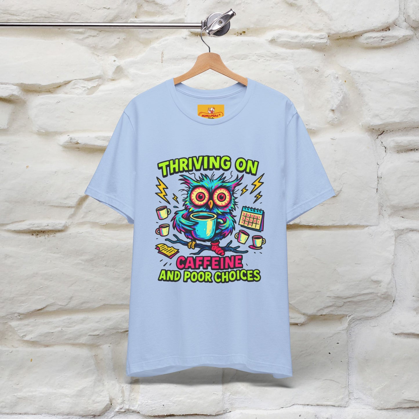 ''Thriving On Caffeine And Poor Choices''|  Sarcastic Cat T-Shirt | Nunu&Miao Studio
