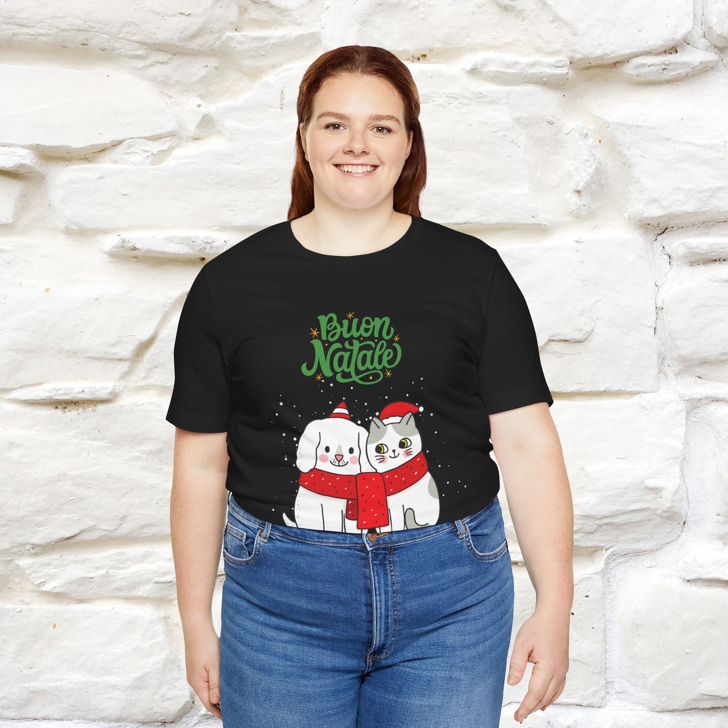 Buon Natale Cat and Dog T-shirt for Men & Women | 100% Cotton* 🐾 | Festive Holiday Shirt