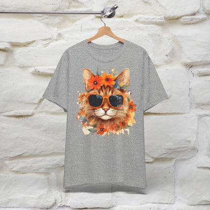 "Cool Cat in Bloom" T-shirt for Women 100% Cotton* - Nunu&Miao Studio