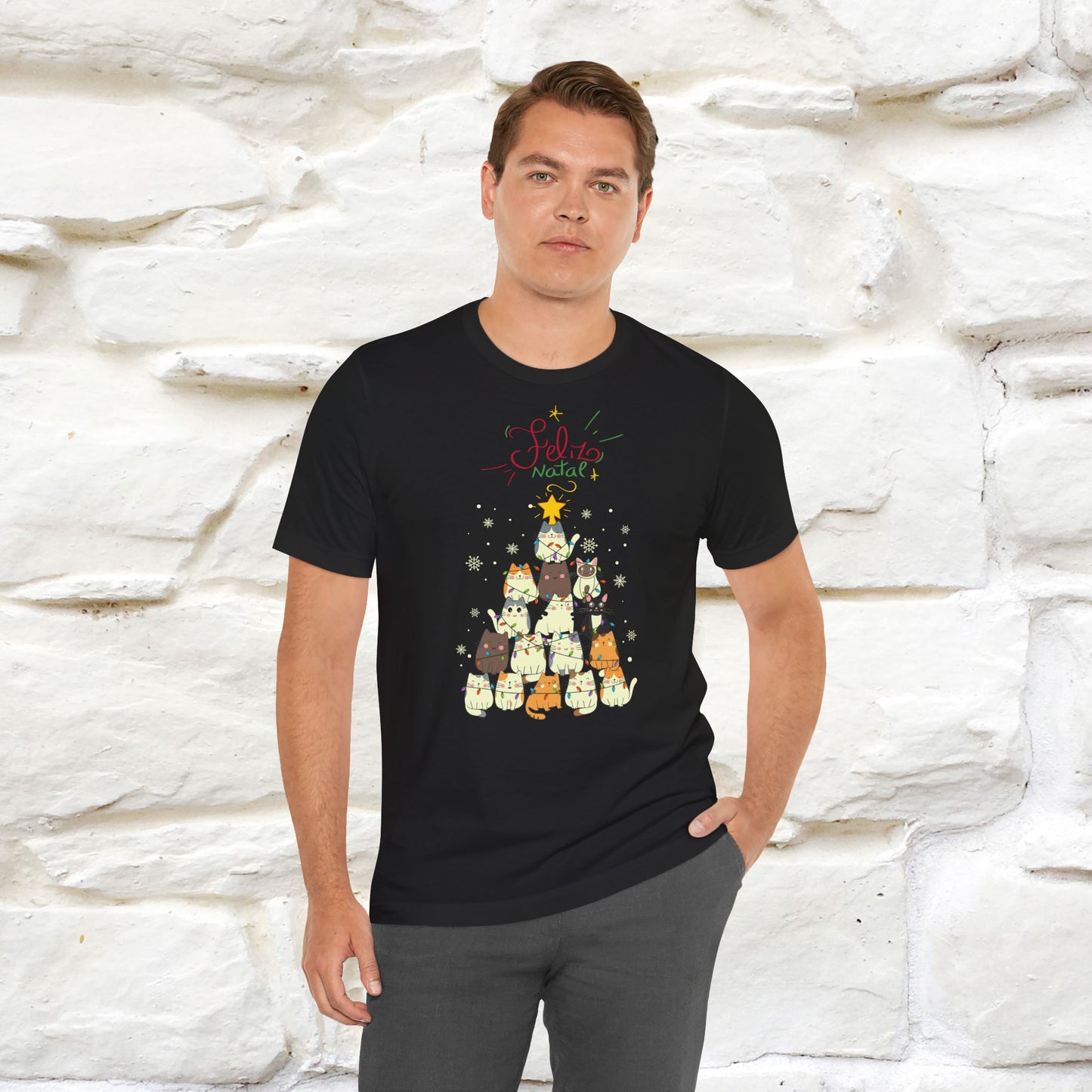 "Feliz Natal" Cat T-shirt for Men & Women | 100% Cotton* 🐾 | Festive Holiday Tee