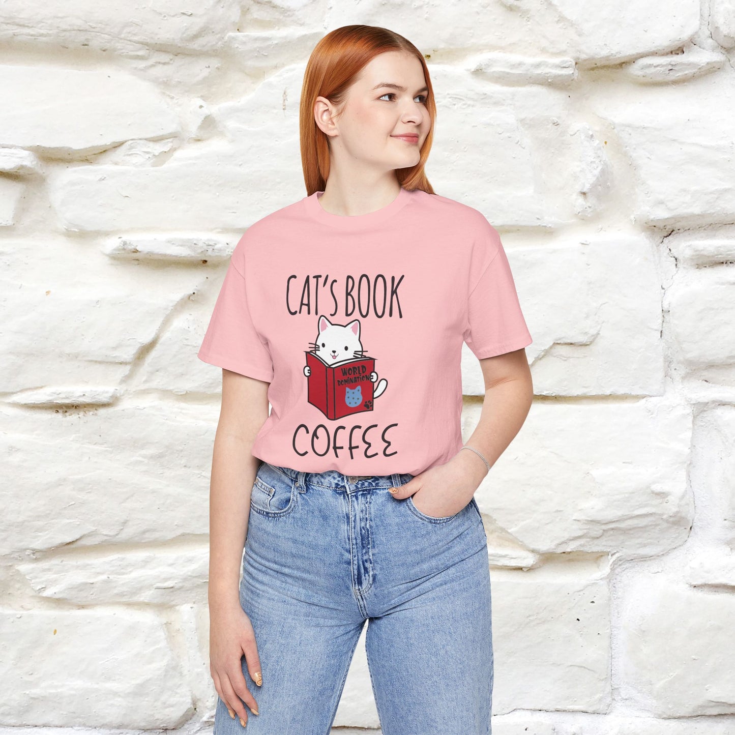 "Cat's Book Coffee" Cat T-Shirt for Men & Women | 100% Cotton* | Cozy Vibes for Book & Cat Lovers