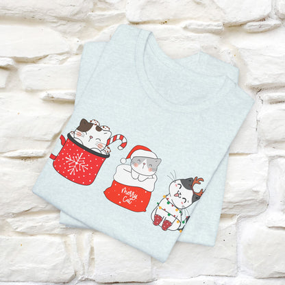 Sweet Cute Christmas Cat T-Shirt | Adorable Holiday Cat Shirt for Men & Women | 100% Cotton*