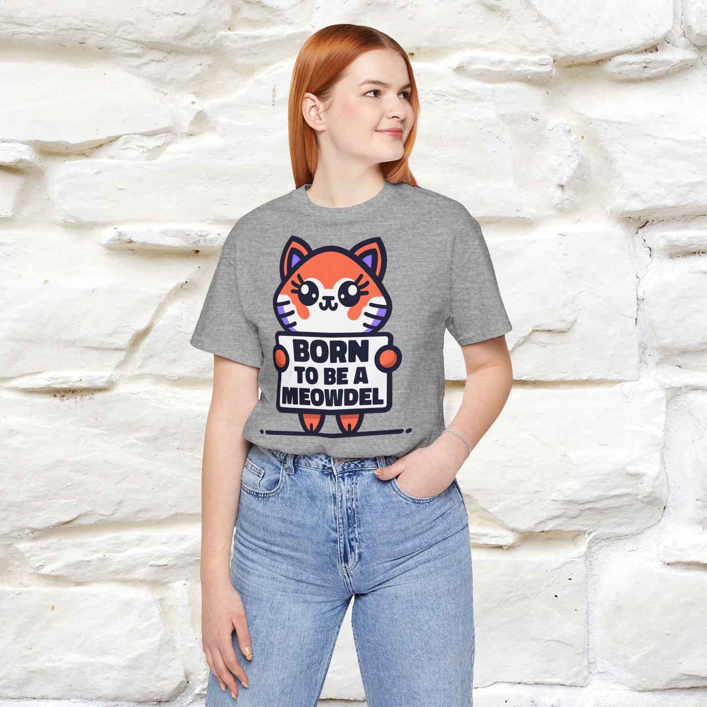 ''Born To Be A Meowdel''  Cat T-shirt for Women 100% Cotton* - Nunu&Miao Studio