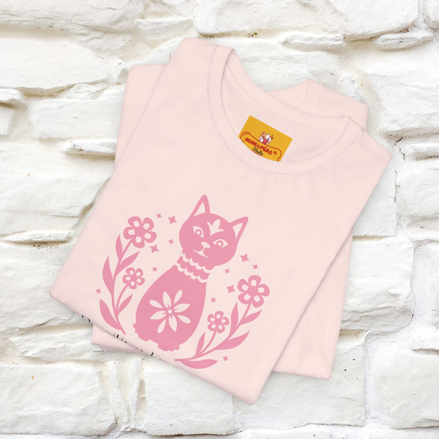"Positive Energy'' Cat T-Shirt Front and Back Design | Nunu&Miao Studio
