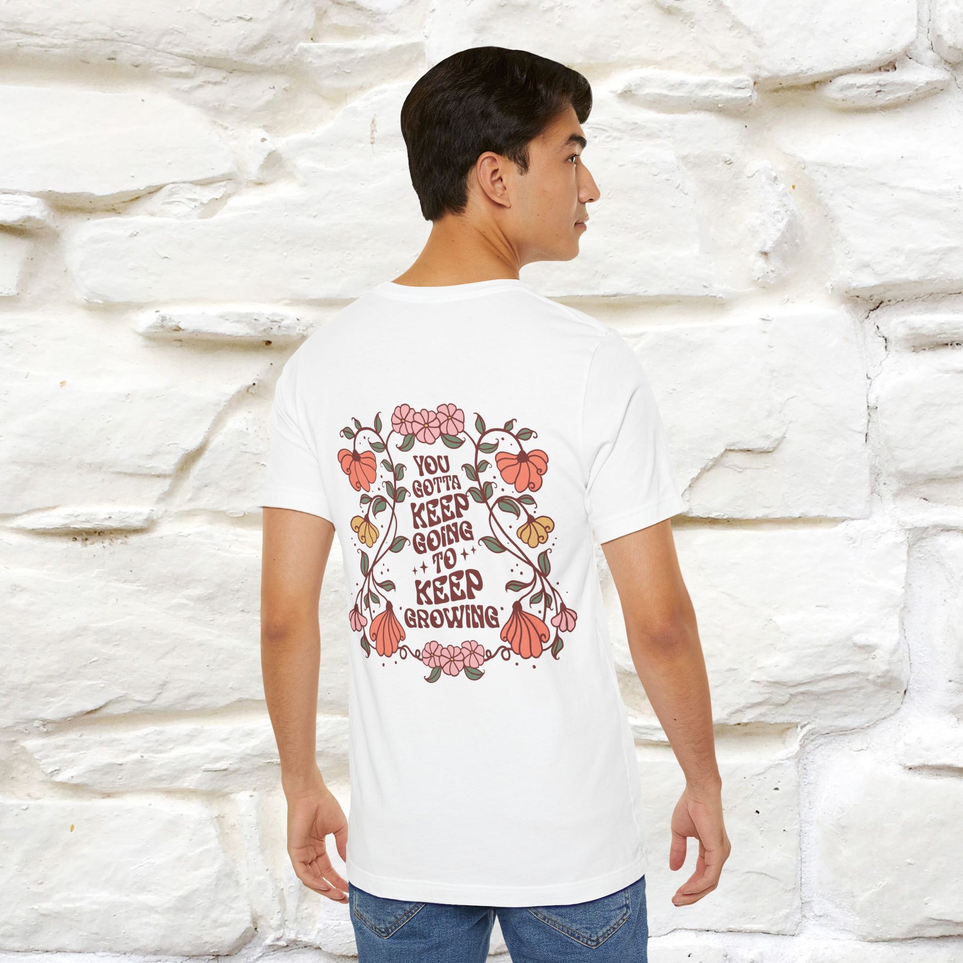 ''You Gotta Keep Going To Keep Growing" Cat T-Shirt| Front & Back Design | Nunu&Miao Studio - Nunu&Miao Studio