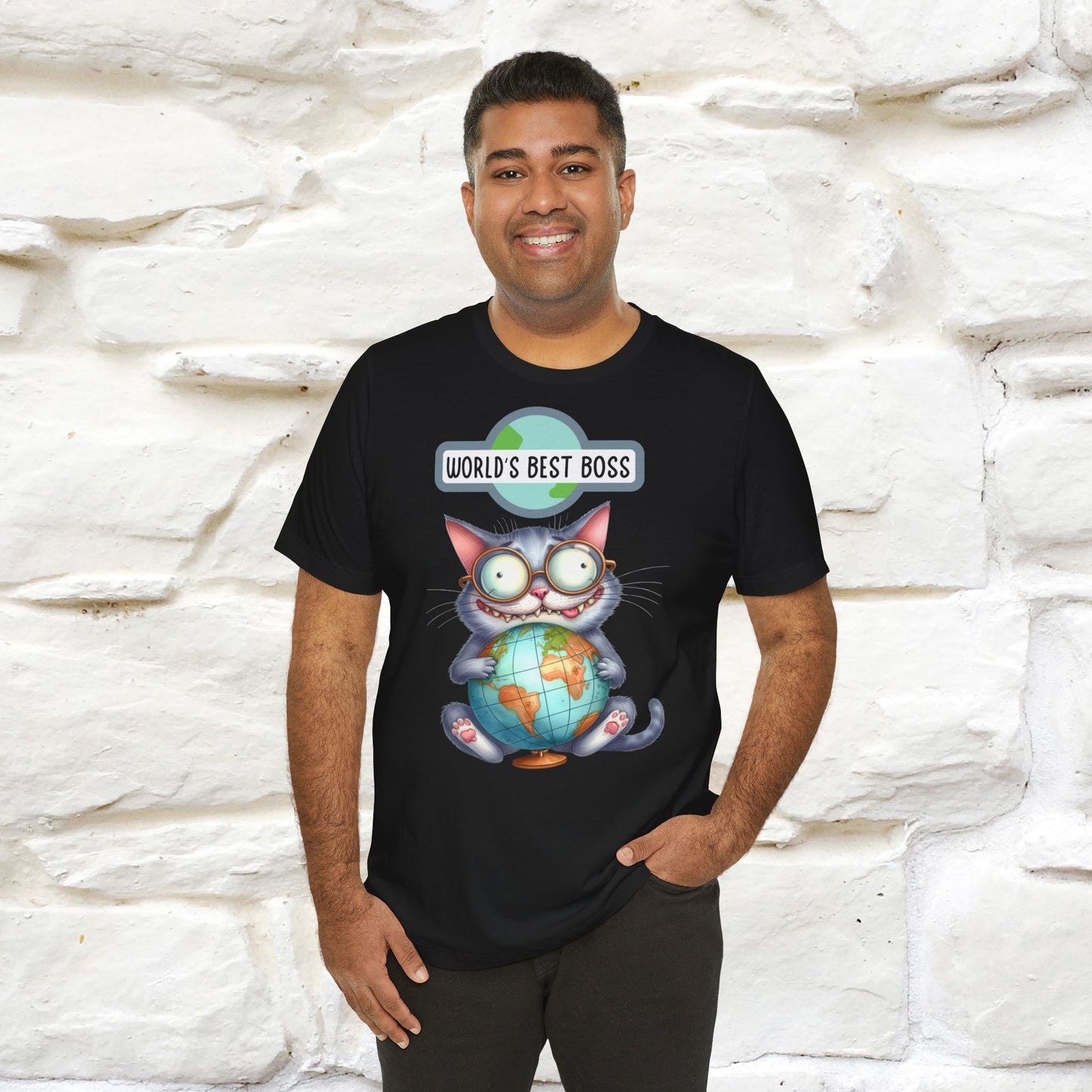 "World's Best Boss" Cat T-shirt for Men & Women | 100% Cotton 🐾 | Funny Cat Lover Tee