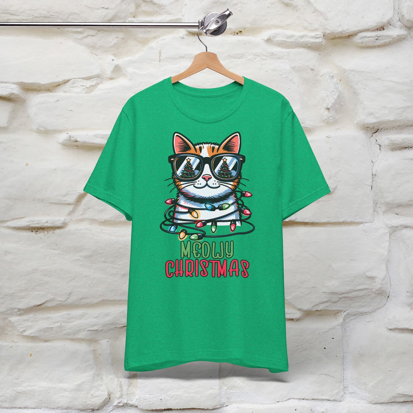 Meowy Christmas T-Shirt | Festive Cat Christmas Shirt for Men & Women | 100% Cotton